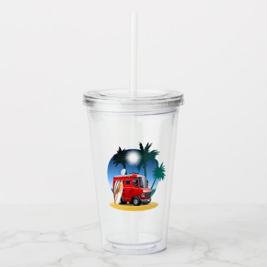 Cartoon Camper Acryltrinkbecher (Vorderseite)