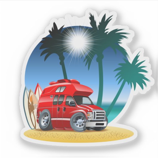 Cartoon Camper Aufkleber (Vorderseite)