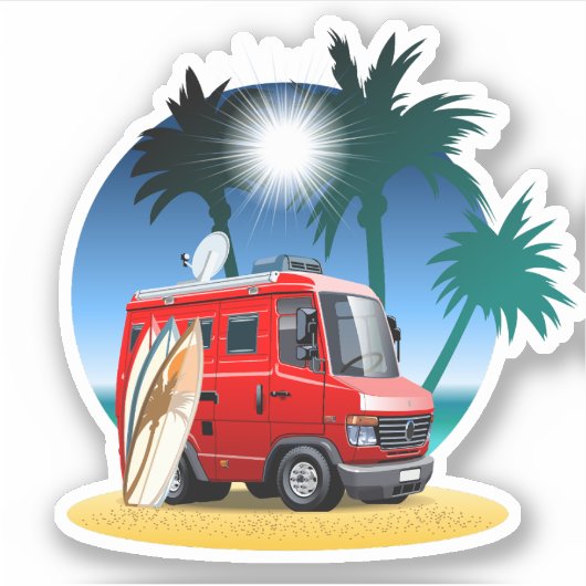 Cartoon Camper Aufkleber (Vorderseite)