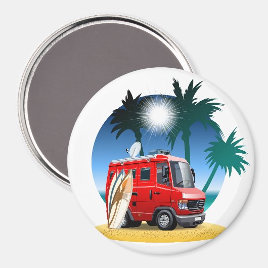 Cartoon Camper Magnet (Vorderseite/Rückseite)