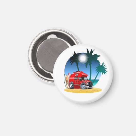 Cartoon Camper Magnet (Vorderseite/Rückseite)