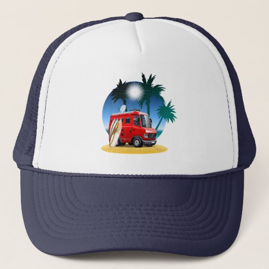 Cartoon Camper Truckerkappe (Vorderseite)