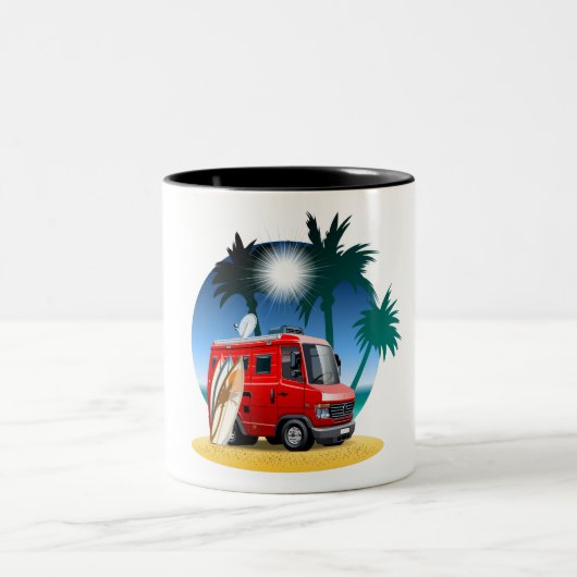 Cartoon Camper Zweifarbige Tasse (Mittel)