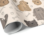 Cartoon Canine Cutness Geschenkpapier (Rolleneckpunkt)