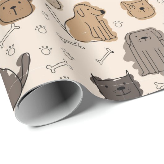 Cartoon Canine Cutness Geschenkpapier (Rolleneckpunkt)