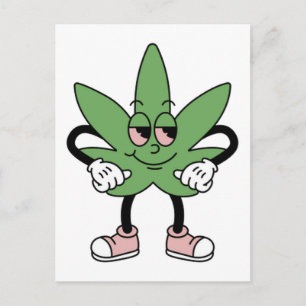 Cartoon Cannabis Leaf Postkarte