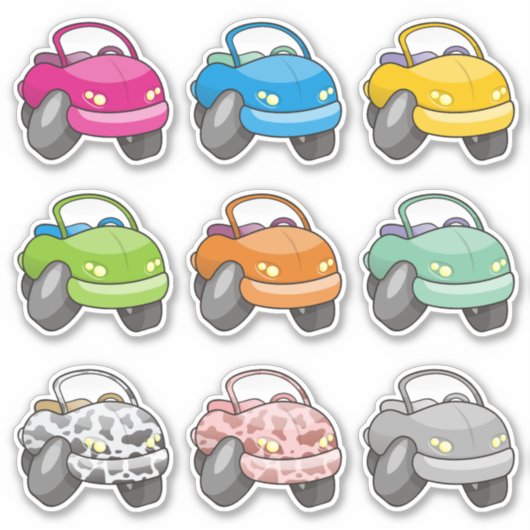 Cartoon Car Aufkleber (Vorderseite)
