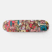 Cartoon Caracter Handgezeichnete Toss Muster Kinde Skateboard (Horizontal)