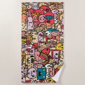 Cartoon Caracter Handgezeichnete Toss Muster Kinde Strandtuch (Vorderseite)