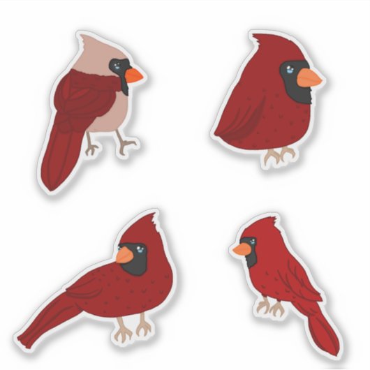 Cartoon Cardinal Sticker Pack (Vorderseite)