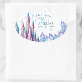  Cartoon Castle 1st Birthday Paper Ovaler Aufkleber