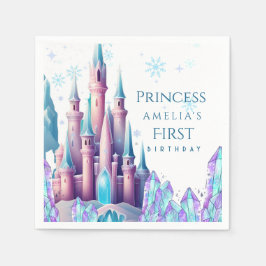  Cartoon Castle Frozen Kingdom 1st Birthday Paper Serviette