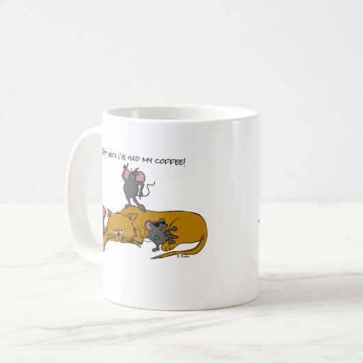 Cartoon Cat and Dancing Mice Kaffee Tasse (Vorderseite Links)