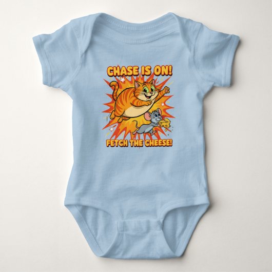 Cartoon Cat and Mouse Chase Baby Strampler (Vorderseite)