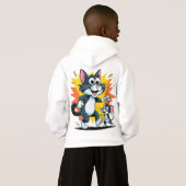 Cartoon Cat and Mouse Chase Hoodie (Schwarz voll)