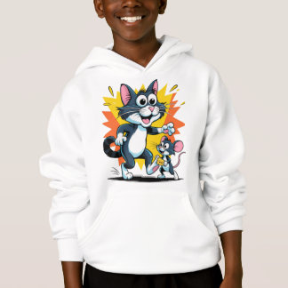 Cartoon Cat and Mouse Chase Hoodie