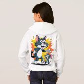 Cartoon Cat and Mouse Chase Hoodie (Schwarz voll)