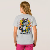 Cartoon Cat and Mouse Chase T-Shirt (Schwarz voll)