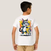 Cartoon Cat and Mouse Chase T-Shirt (Schwarz voll)