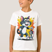 Cartoon Cat and Mouse Chase T-Shirt (Vorderseite)
