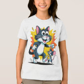 Cartoon Cat and Mouse Chase Tri-Blend Shirt (Vorderseite)