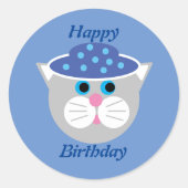 Cartoon Cat Birthday Sticker (Vorderseite)