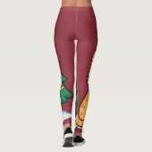Cartoon Cat by Christmas Tree Snowy Sticker Leggings (Rückseite)