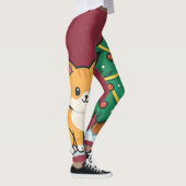 Cartoon Cat by Christmas Tree Snowy Sticker Leggings (Rechts)
