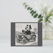 Cartoon Cat Car Car Car Postkarte (Stehend Vorderseite)