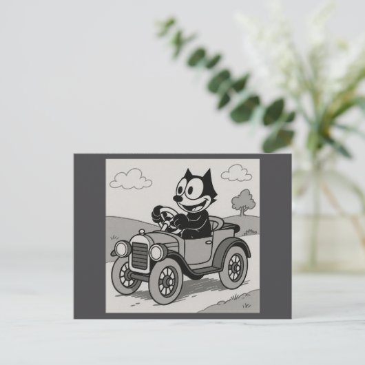 Cartoon Cat Car Car Car Postkarte (Stehend Vorderseite)
