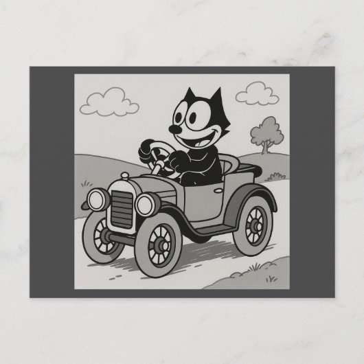 Cartoon Cat Car Car Car Postkarte (Vorderseite)