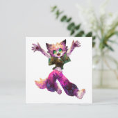 Cartoon Cat Dance Party Theme Einladung (Stehend Vorderseite)