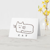 Cartoon Cat Doodle Line Art Folded Greeting Card Karte (Gelbe Blume)
