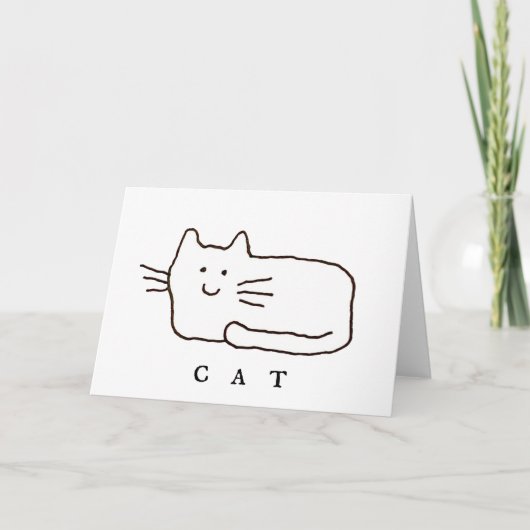 Cartoon Cat Doodle Line Art Folded Greeting Card Karte (Vorderseite)