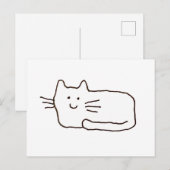 Cartoon Cat Doodle Line Drawing  Postkarte (Vorne/Hinten)