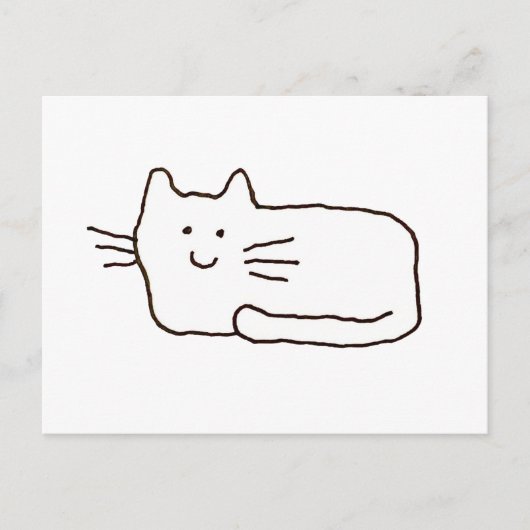 Cartoon Cat Doodle Line Drawing  Postkarte (Vorderseite)