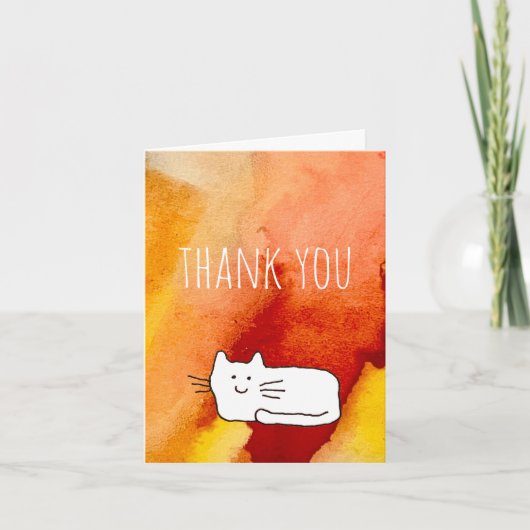 Cartoon Cat Doodle Thank You Folded (Vorderseite)