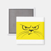 Cartoon Cat Face Feline Unhappy Yellow Cat Magnet (Vorderseite/Rückseite)