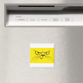 Cartoon Cat Face Feline Unhappy Yellow Cat Magnet (In Situ (Geschirrspüler))