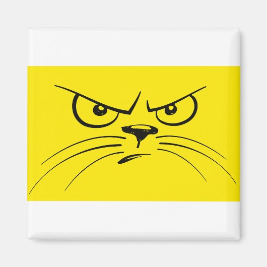 Cartoon Cat Face Feline Unhappy Yellow Cat Magnet (Vorne)