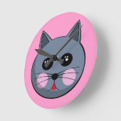 Cartoon Cat Face Wall Clock Runde Wanduhr (Winkel)