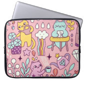 Cartoon Cat Fun on Pink Laptopschutzhülle (Vorderseite)
