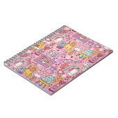 Cartoon Cat Fun on Pink Notizblock (Linke Seite)