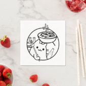 Cartoon Cat Grilling GRILLEN Grill Napkins Serviette (Beispiel)