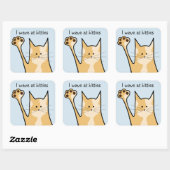 Cartoon Cat | Haustiere | Waving Kitty | Square St Quadratischer Aufkleber (Blatt)