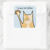 Cartoon Cat | Haustiere | Waving Kitty | Square St Quadratischer Aufkleber (Tasche)