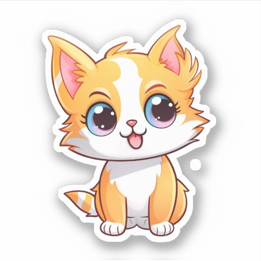 Cartoon Cat Illustration Aufkleber (Vorderseite)