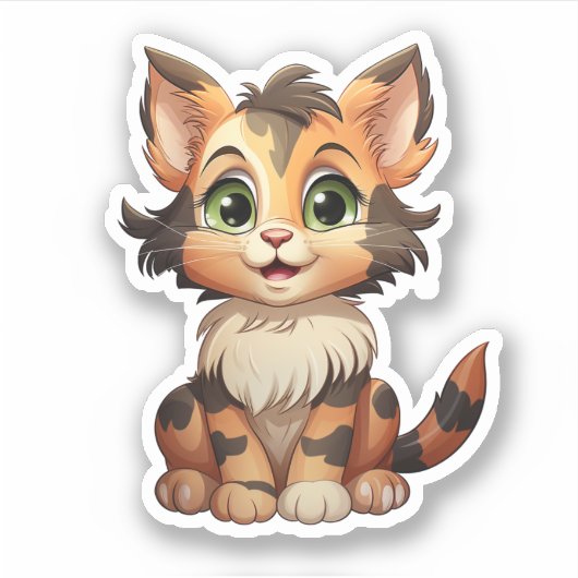 Cartoon Cat Illustration Aufkleber (Vorderseite)