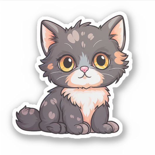 Cartoon Cat Illustration Aufkleber (Vorderseite)