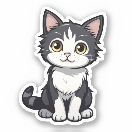 Cartoon Cat Illustration Aufkleber (Vorderseite)